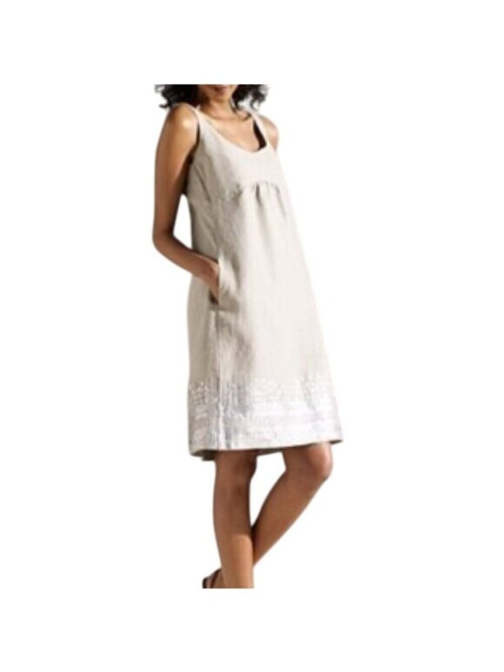 Eileen Fisher Organic Linen Gray Sequin Dress 8